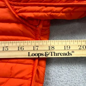 Abercrombie & Fitch Womens Open Front Puffer Jacket XS Orange Quilted Packable‎ thumbnail 7