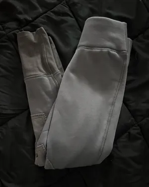 {RIDING SPORT} Knee Patch Gray Fleece-Lined Horseback Riding Breeches Leggings thumbnail 1