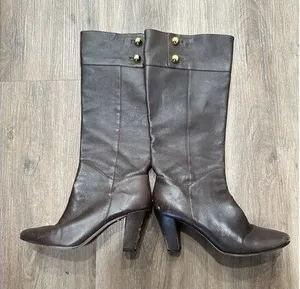 Kate Spade Shoes Womens Leather Size 9.5 M Brown Knee High Heeled‎ Boots thumbnail 1
