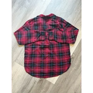 American Eagle Boyfriend Fit Plaid Flannel Red Blue Large Relaxed thumbnail 8