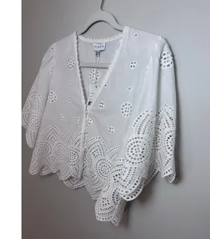 Lucy Paris Loray Embroidered Shirt white sz XS NWT $88 thumbnail 12