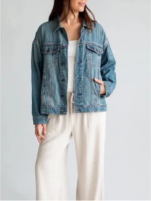 NEW CARLY JEAN LOS ANGELES CJLA Hunter Jean Jacket Medium Wash 3X thumbnail 3