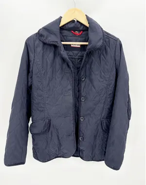 Hunter‎ Womens Navy Blue Quilted Long Sleeve Collared Jacket Size 4 RN126623 thumbnail 1