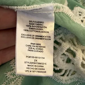 Democracy Green Embroidered Crochet Lace Boho Tunic Top Blouse Size 2X Festival thumbnail 7