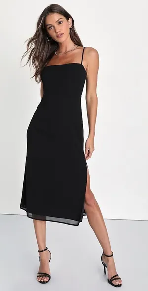 NWT Lulus Sweetest Invite Black Sleeveless Midi Dress Party Night Out Size S thumbnail 1