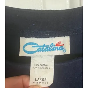 Catalina‎ T-Shirt Vintage Boxy Navy Blue Cropped Short Sleeve Large thumbnail 4