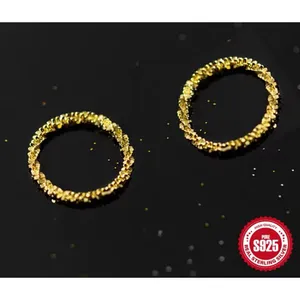 Sparkling‎ Yellow Gold Plated 925 Margarita Chain Flexible Ring, Sz 6.5 thumbnail 6