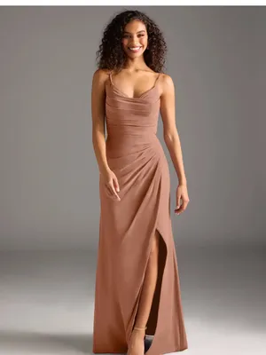 Azazie Deanda Dress Stetch Satin Bronzer thumbnail 5