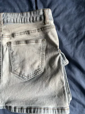 BBJ Los Angeles Denim Cargo Short Skirt Light Blue Pocket Strap Button Women's S thumbnail 12