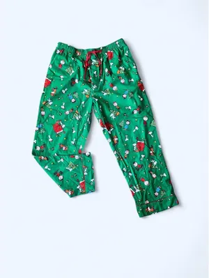 Peanuts Snoopy Christmas Cotton Pajama Set Green size XL 💚 thumbnail 3