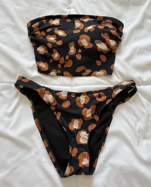 Shade & Shore Bikini Top Bandeau Womens Small Bottoms‎ Cheeky Cheetah Beach thumbnail 1
