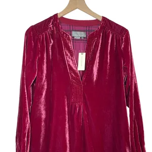 NEW Anthropologie Women's Size XS Melody Velvet‎ Tunic Dress Raspberry Pink Red thumbnail 4