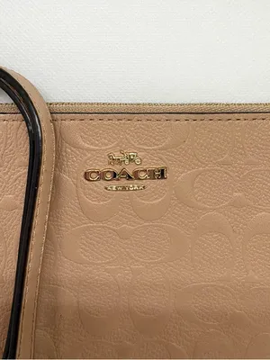 Coach Cream Wallet Wristlet With Horse And Carriage Logo In Gold Color thumbnail 2