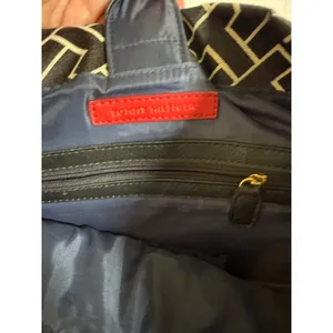 Tommy Hilfiger Monogram Tote Bag Black White Geometric Stripe Gold Buckle Charm thumbnail 10