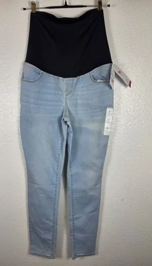 Isabel‎ Maternity Skinny Over The Belly Crossover Panel Jeans Light Blue Size 8 thumbnail 1