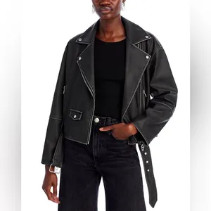 Black BLANKNYC Faux Leather Belted Moto Jacket Size XS thumbnail 4