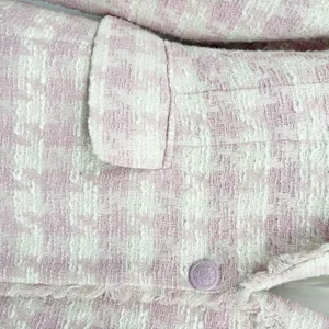 Steve Madden Womens Pink White Harlow Tweed Fringe Preppy Office Siren Blazer M thumbnail 4