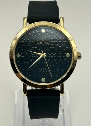 Decree Gold Tone Black Silicon Band Women’s Minimalist Watch New Battery thumbnail 1