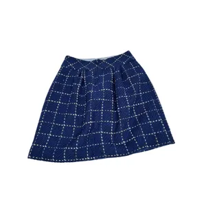 Maeve Anthropologie Blue Grid‎ Wool Blend Mini Skirt Size 4 Windowpane A-Line thumbnail 4