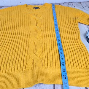 French Connection Womens Mustard Yellow Cable Knit Ribbed Sweater 78MSR Size S thumbnail 8