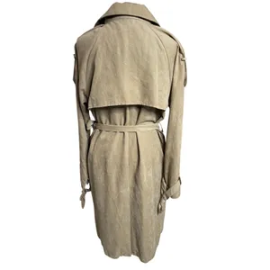 boohoo Tan Faux Suede Trench Coat M NWT Oversized Belted Minimalist thumbnail 3