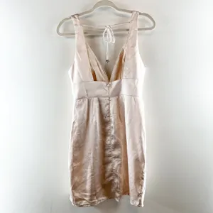 Hello Molly Rosebud Satin Plunge V Neck Mini Dress Champagne Gold 6 thumbnail 6