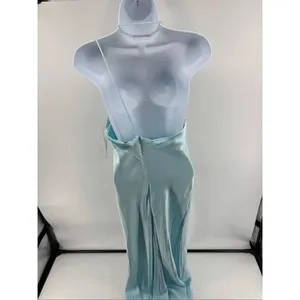 Bardot Astrid Midi Slip Dress Aqua Asymmetric Drape Neck Size M thumbnail 7