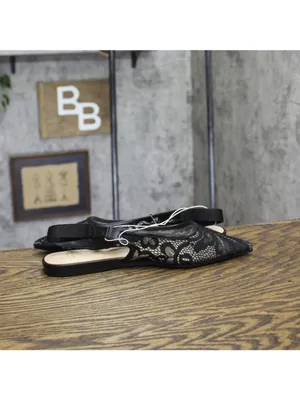 NWT A New Day Womens London Lace Sling Back Bow Flats 94303526 Black 8.5M thumbnail 7
