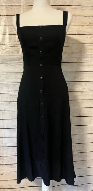 Reformation Black Square-Neck Button-Front Midi Dress Size 2 thumbnail 1