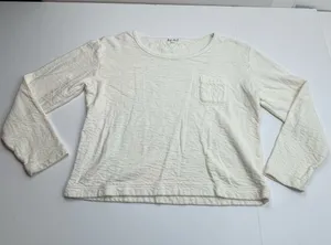 Alex Mill 100% Cotton Cream Long‎ Sleeve Top Pocket Womens Size Large Minimalist thumbnail 1