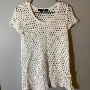 Jeanne Pierre White crochet‎ cotton top thumbnail 1