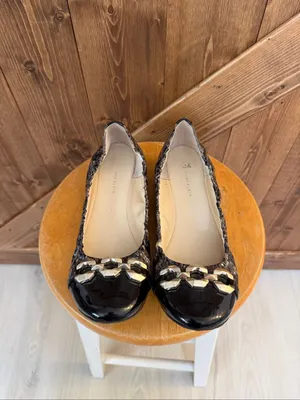 Anne Klein Women’s Size 10M Black Silver Metallic Cap Toe Embellished Flats thumbnail 2