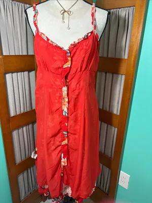 Forever 21 Red Floral Ruffled Midi Dress thumbnail 10