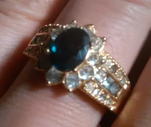 Simulated Emerald and White Crystal Gold Plate Ring (Size 10) thumbnail 6