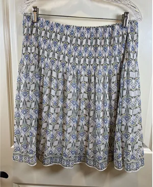 Max Studio Tiered A-Line Skirt Multi Floral Print Pull-On Skirt Size Large Lined thumbnail 1