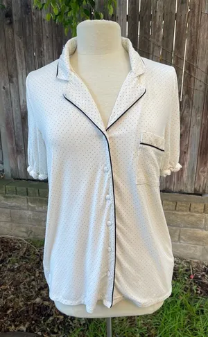 Intimissimi White Polka Dot Button-Up Pajama Top loungewear thumbnail 1