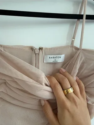 Aritzia Babaton Ruched Mesh Cami Top in Blush Pink thumbnail 3