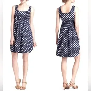 Anthropologie Polka Dot Dress - Vanessa Virginia Navy Blue White Womens sz 10 thumbnail 2