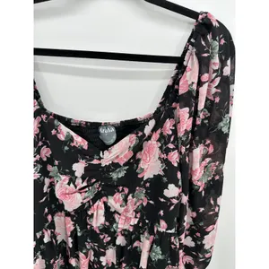 Arula Womens Pink‎ Floral Babydoll Sheer Top Sz 1X Boho Feminine Dainty Coquette thumbnail 7