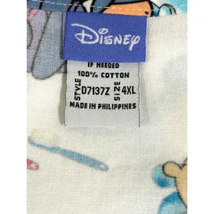 Disney Winnie the Pooh Dental Scrub Top 4XL White Cotton V-Neck D7137Z thumbnail 3