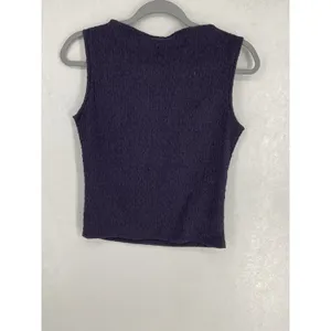 Uniqlo Womens Tank Top Navy Blue Textured Seersucker Knit Small thumbnail 3