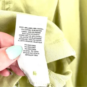 Aritzia Babaton GREEN Hadwyn Puff Sleeve Crop Sweetheart Neckline Linen Blouse thumbnail 6