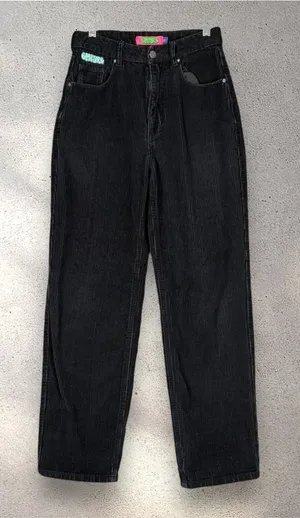 Empyre Tori Black Corduroy Pants Size 0 High Rise Straight Leg Y2K Skater Retro thumbnail 1