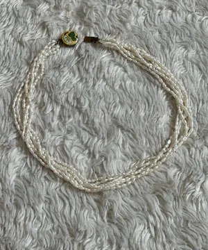 Vintage 6 Strand Freshwater Rice Irregular Pearl Necklace Cloisonne Closure thumbnail 5
