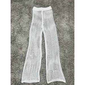Polly Crochet Open Knit Pants Women’s Size 4 Wide Leg White Beachy Coastal thumbnail 3