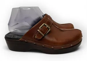 ABEO Fay Leather Clogs Mules Comfort Shoe Arch Support Womens Size 7.5 Brown thumbnail 1