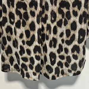 Rebecca Malone Plus Size 1X Leopard Print Zip Front Roll Tab Sleeve Tunic Top thumbnail 5