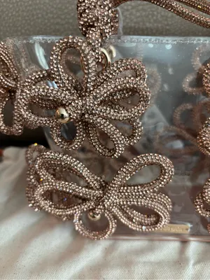NWT cult gaia clear mini tote with rose gold beaded floral accents thumbnail 4
