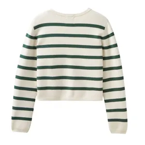 Scotch & Soda Amsterdam Ivory With Green Striped Button-Up Cardigan Size XS NWT thumbnail 5