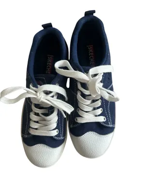 Skechers Women's 7 Navy Blue White Cap Toe Lace Up Trainers‎ Casual Sneakers thumbnail 5